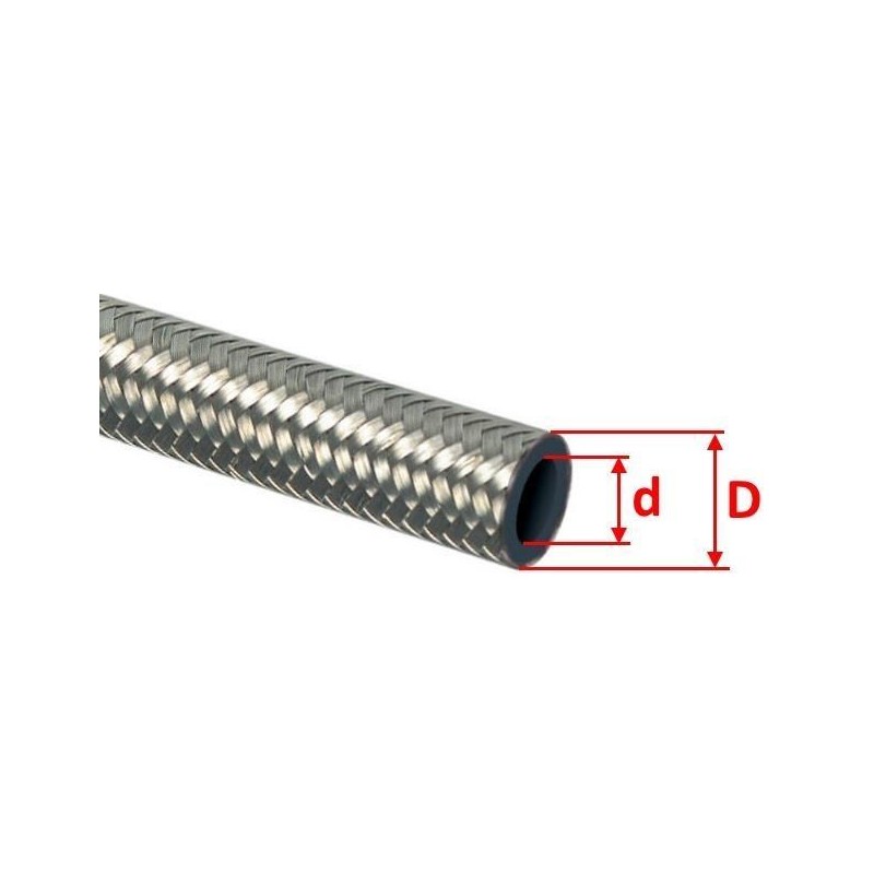 Tuyau carburant tresse métal 7,5 x 12,5 Tuyau carburant tresse métal 7,5 x 12,5