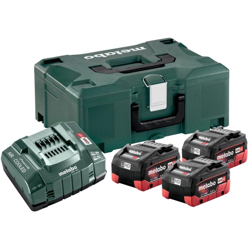 Set de 3 accus Metabo 18V - 5,5h LiHD + METALOC