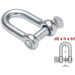 Manille droite galvanisée 16 x 60 x 30mm - 800kg